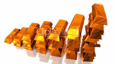 A growing graph of gold bullion bars