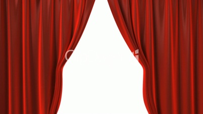 Opening red theatre velvet curtains. The Alpha Channel is included.