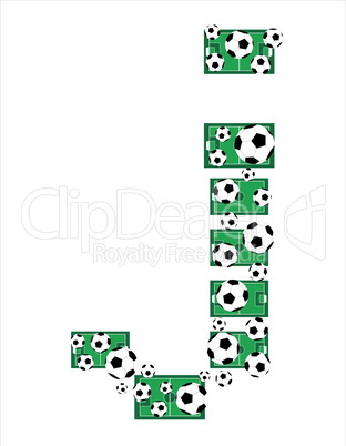j, Alphabet Football letters made of soccer balls and fields. Vector