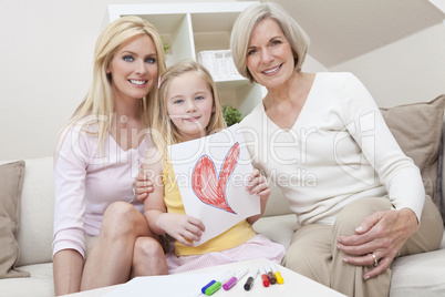 Mother, Daughter, Grandmother Generations at Home wih Heart Pict