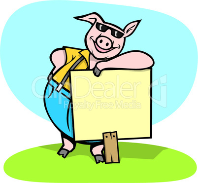 Pig with sign