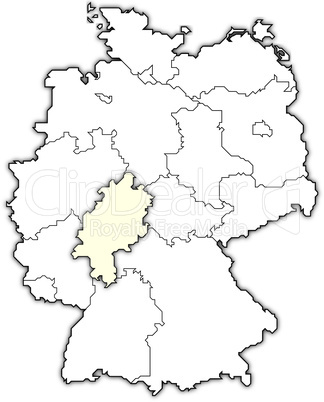 Deutschlandkarte, Hessen hervorgehoben