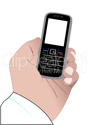 Hand with a mobile phone