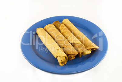 wafer rolls on a plate isolated on white