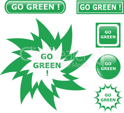 set of button go green icons isolated on white