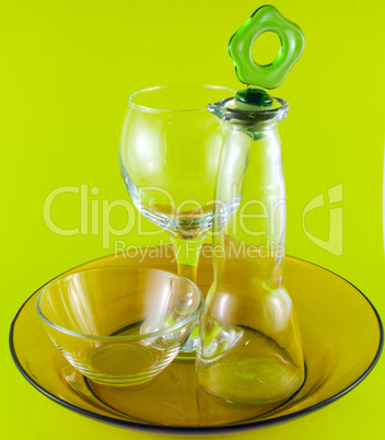 glass bottle on a colorful background