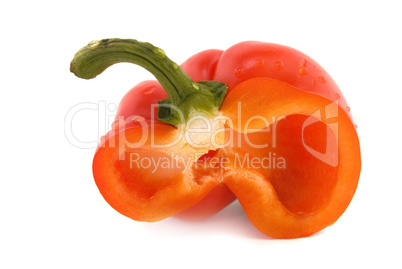 sliced red bell pepper isolated on white