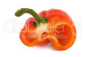 sliced red bell pepper isolated on white