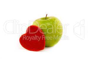 apple and heart isolated on white