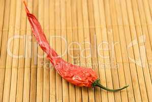 chili pepper on a bamboo mat