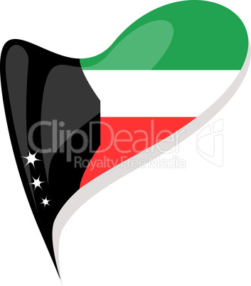 kuwait flag button heart shape. vector