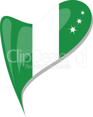nigeria in heart. Icon of nigeria national flag. vector