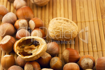 nuts on a bamboo mat