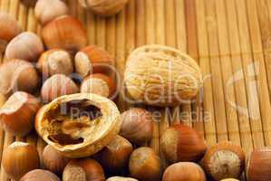 nuts on a bamboo mat