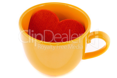 heart in the cup is isolated on a white