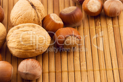 nuts on a bamboo mat