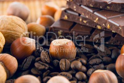 hazelnuts on a bamboo mat