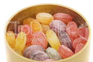Bank of candies isolated on white