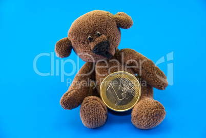 teddy bear and euro coins