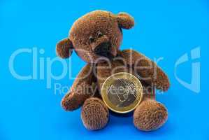 teddy bear and euro coins