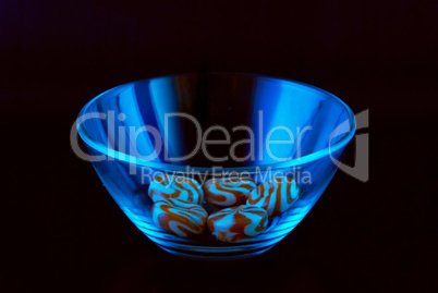 glass bowl on a black background