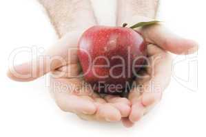 apple with leaf isolated on white