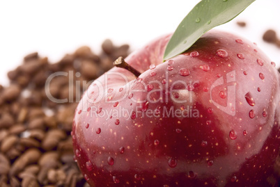 apple with leaf isolated on white