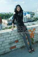 Young woman on roof