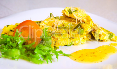 Omelet with green bean