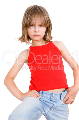 little girl isolated on white