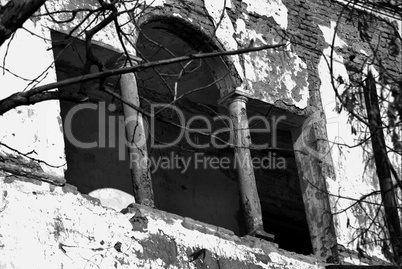 window of a collapsed building