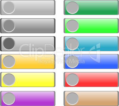 rectangular various colored buttons set of glossy icon