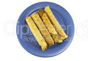 wafer rolls on a plate isolated on white
