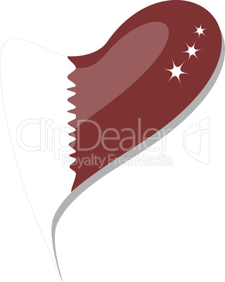 qatar flag button heart shape. vector