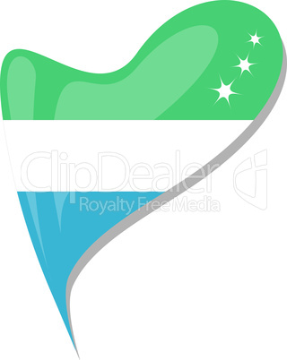 sierra leone in heart. Icon of sierra leone national flag. vector
