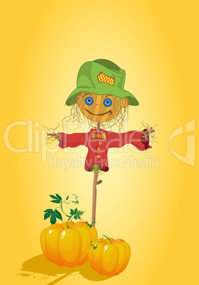 Scarecrow with pumpkins