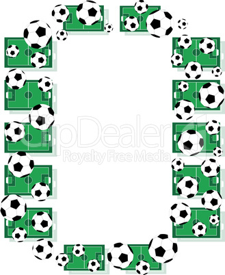 O, Alphabet Football letters made of soccer balls and fields. Vector