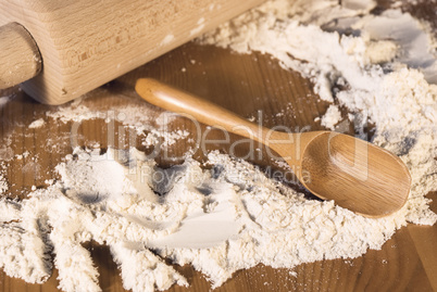 rolling pin and flour