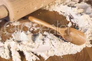 rolling pin and flour