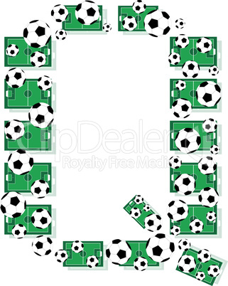 q, Alphabet Football letters made of soccer balls and fields. Vector