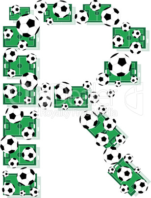 r, Alphabet Football letters made of soccer balls and fields. Vector