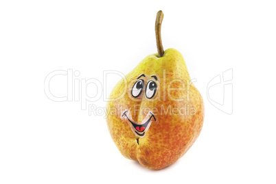 pear with a face isolated on white