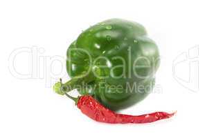 pepper and chili pepper isolated on white