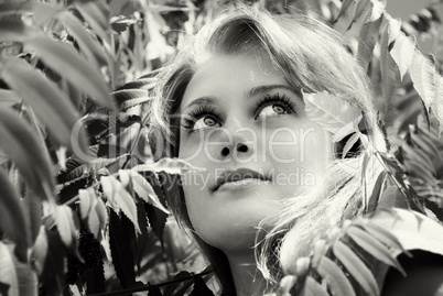 portrait of beautiful young women in nature