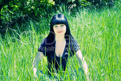 portrait of beautiful young women in nature