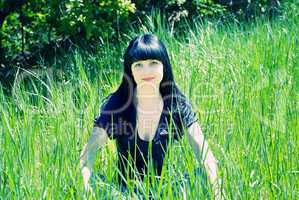 portrait of beautiful young women in nature