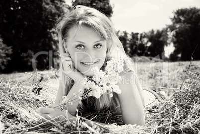 portrait of beautiful young women in nature