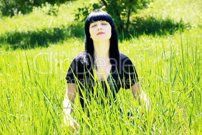 portrait of beautiful young women in nature