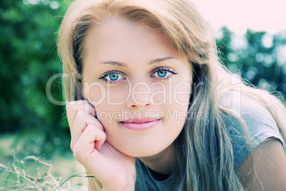 portrait of beautiful young women in nature