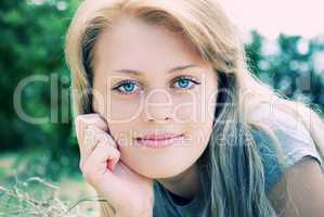 portrait of beautiful young women in nature